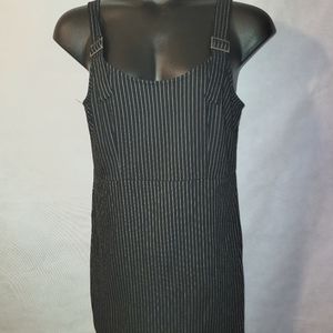 Forever 21 black and white pinstripe overall dress